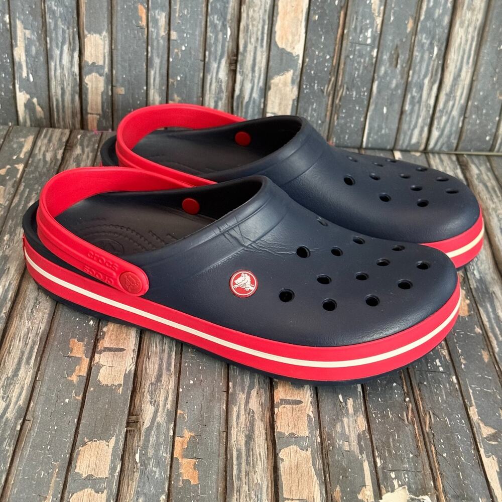 Crocs Crocband Clogs Unisex M8/W10 Blue Red White Comfort Sandals